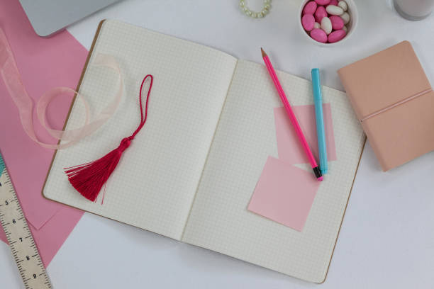 istock Diary, bookmark, ruler, ribbon, pencil and sticky notes 654027930