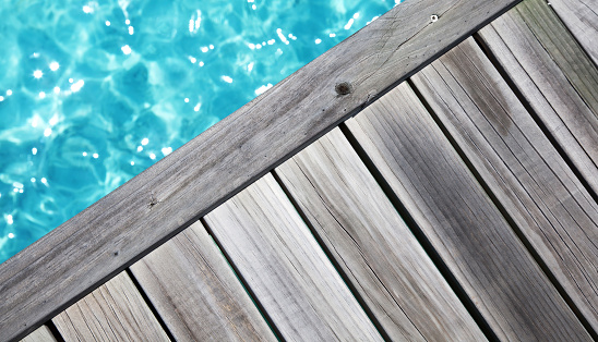 Wooden decking tropical background texture top view