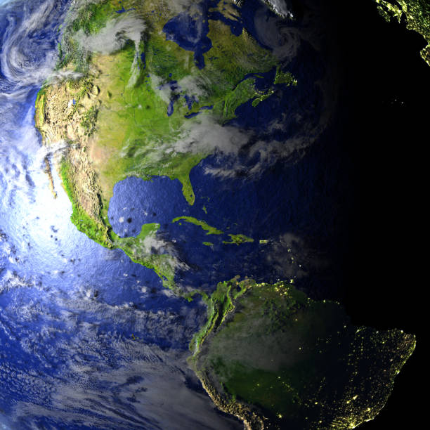 istock Americas on realistic model of Earth 654033634