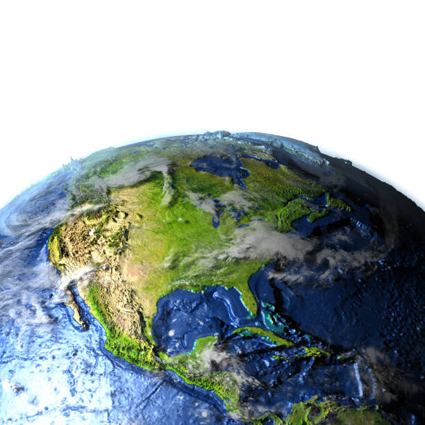 istock Central and North America on Earth - visible ocean floor 654033658