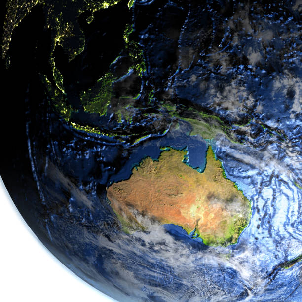 istock Australia on Earth - visible ocean floor 654033710