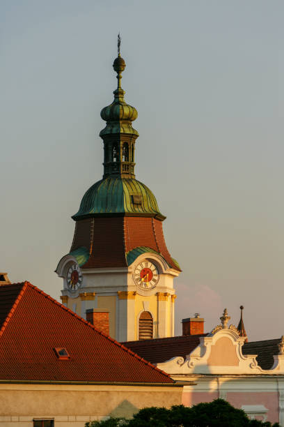 istock Church spire in late afternoon light, Krems, Austria 654036144