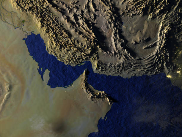 istock Persian Gulf on realistic model of Earth 654043194