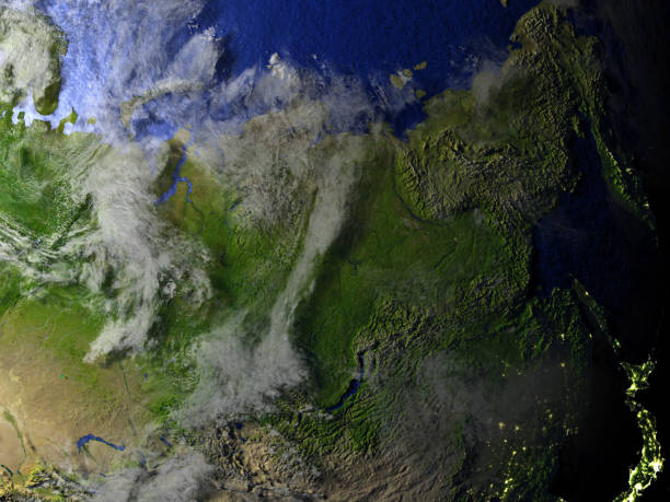 istock Siberia on realistic model of Earth 654043206