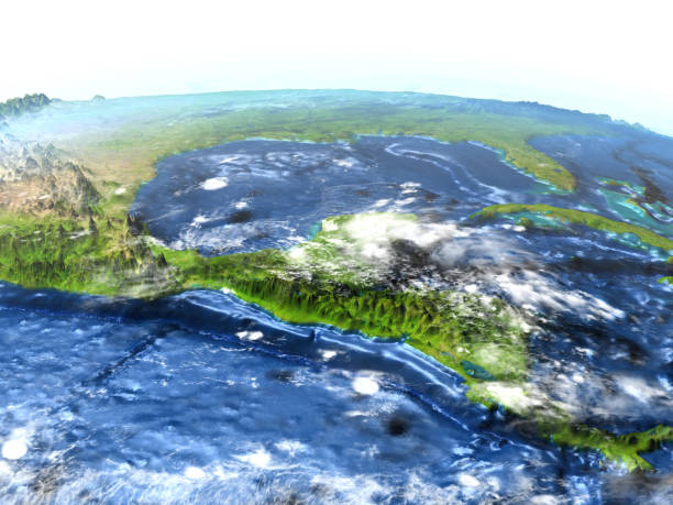 istock Central America on Earth - visible ocean floor 654043216