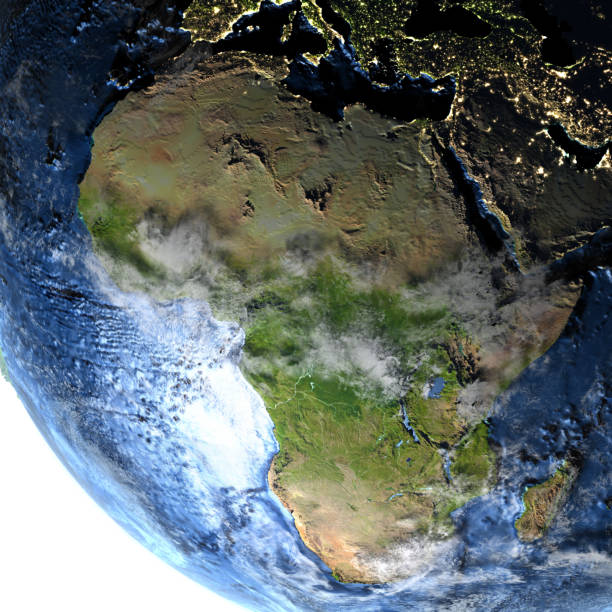 istock Africa on Earth at night - visible ocean floor 654047016