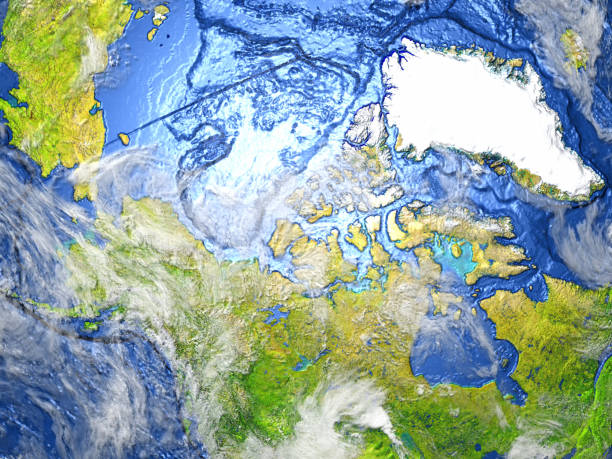 istock Northern Canada and Greenland on Earth - visible ocean floor 654047448