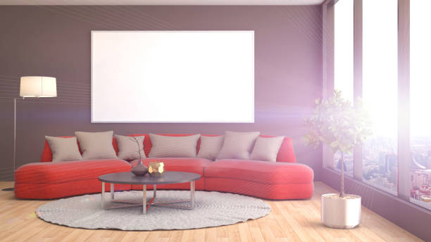 istock mock up poster frame in interior background. 3D Illustration 654049158