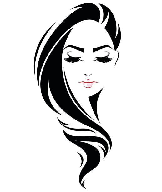 Women Long Hair Style Icon Logo Women Face Stock Illustration - Download  Image Now - Hair, Women, Vector - iStock