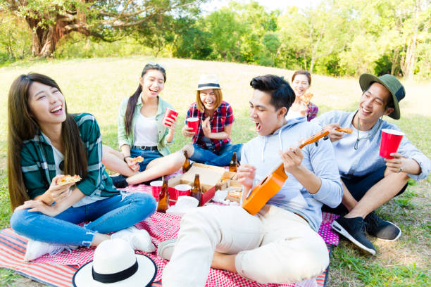 istock happy young friends group enjoying  picnic party 654057018