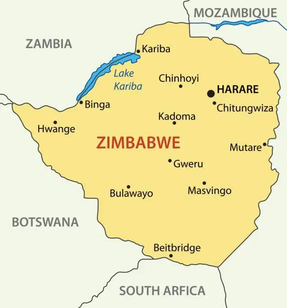 Vector illustration of Republic of Zimbabwe - vector map