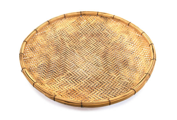 istock Bamboo basket hand made isolated on white background. 654073716