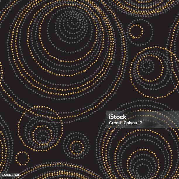Concept Seamless Luxury Pattern With Dots And Lines For Header Card Background Invitation Decorative Stylized Dot Vector Illustration On Black Background Stock Illustration - Download Image Now