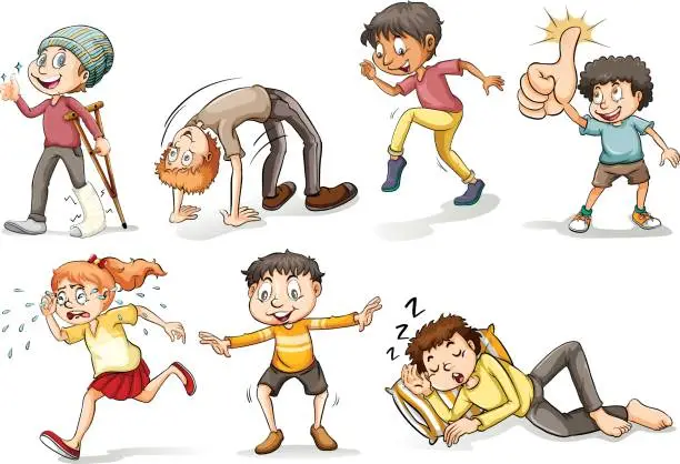 Vector illustration of People doing different actions set