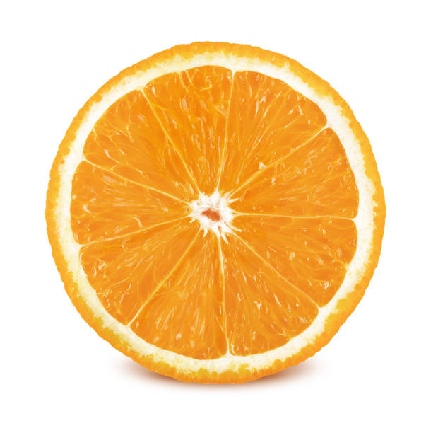 istock Slice of orange isolated on white background 654083420