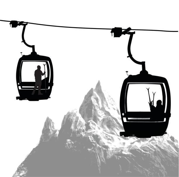 gondola na szczycie góry - space transportation system stock illustrations