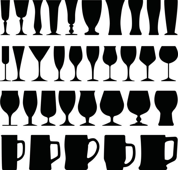 ワイン ・ ビール グラス シルエット ベクトル - silhouette vodka bottle glass点のイラスト素材／クリップアート素材／マンガ素材／アイコン素材