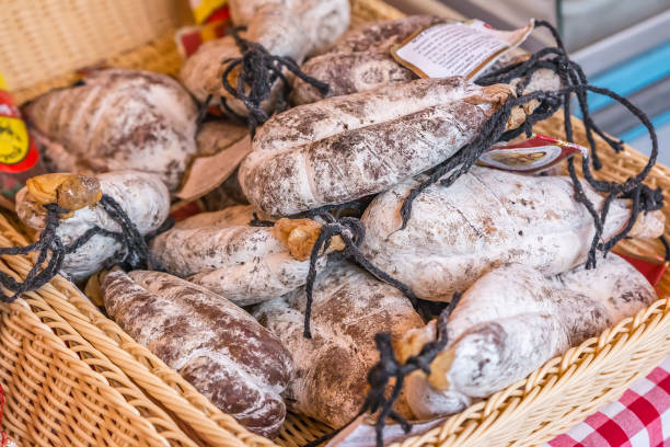 istock Sausage on a market stand in Nice 654099860