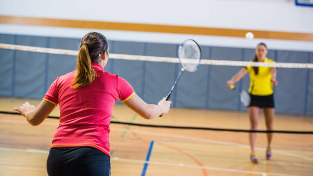 istock Woman playing badminton 654106860