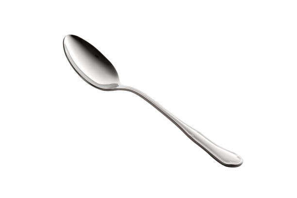 istock Steel spoon isolated on white background 654107150