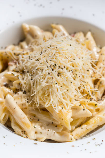 istock Italian macaroni pasta dish with four cheeses 654111666