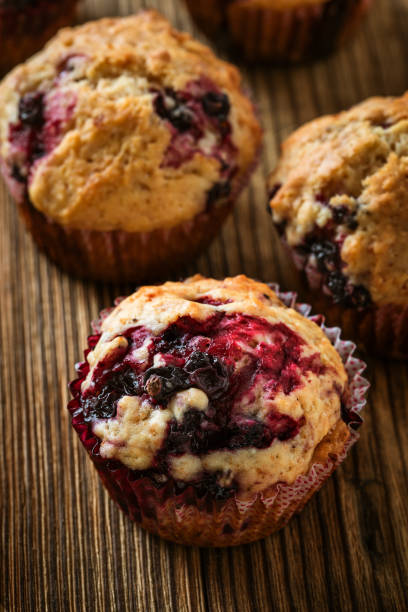 istock Homemade black berry muffins 654111722