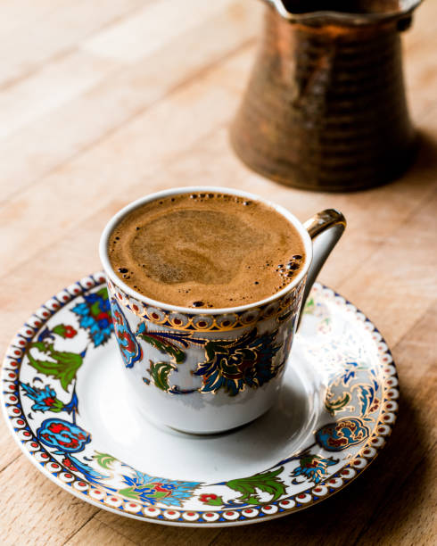 istock Turkish Coffee with Turkish Pot Cezve. 654113314
