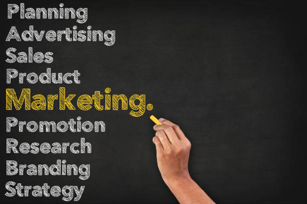 istock Marketing Word Cloud On Blackboard With Human Hand 654117562