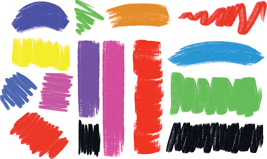 Different brush strokes in many colors illustration