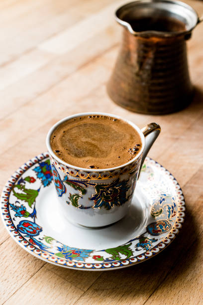 istock Turkish Coffee with Turkish Pot Cezve. 654118282