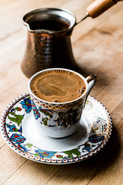 istock Turkish Coffee with Turkish Pot Cezve. 654119252