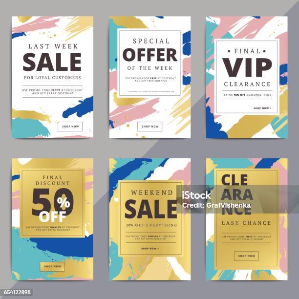 Creative Luxury Abstract Social Media Web Banners For Cell Phone Stock Illustration - Download Image Now