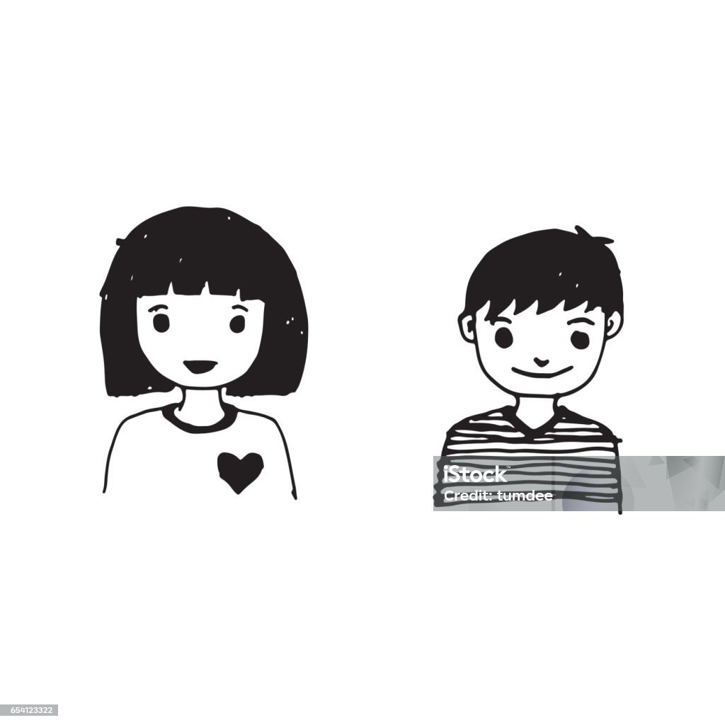Boy Girl Cartoon Drawing Illustration Design Stock Illustration - Download  Image Now - Art, Baby - Human Age, Cartoon - iStock