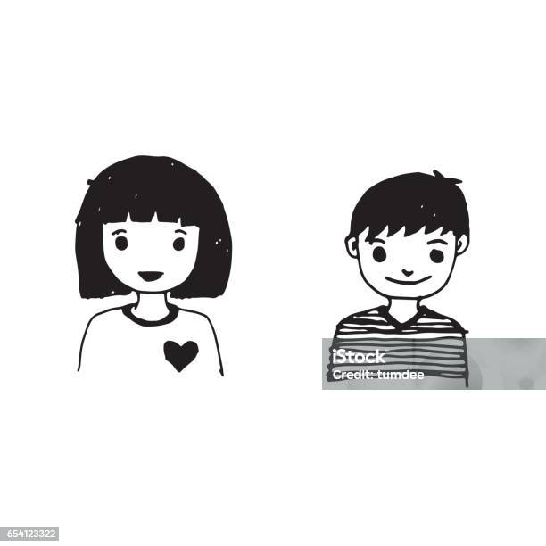 Boy Girl Cartoon Drawing Illustration Design Stock Illustration - Download  Image Now - Art, Baby - Human Age, Cartoon - iStock