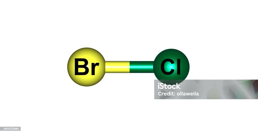 Ilustración de Estructura Molecular De Monocloruro De Bromo Aislada En