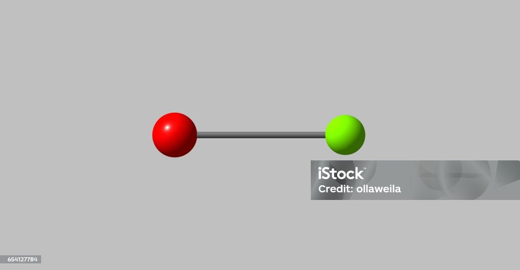Ilustración de Estructura Molecular De Monocloruro De Bromo Aislada En