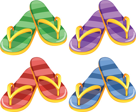 Sandles in four different colors illustration
