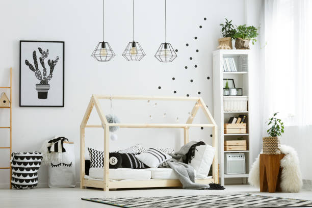 istock Modern baby bedroom in white 654140022