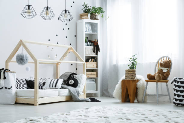 istock Scandi child bedroom with window 654140048