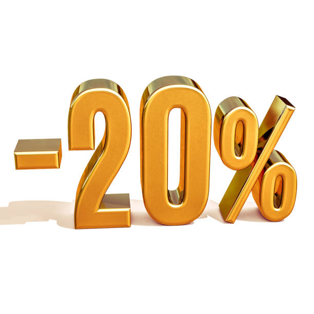 istock 3d Gold 20 Twenty Percent Discount Sign 654140524