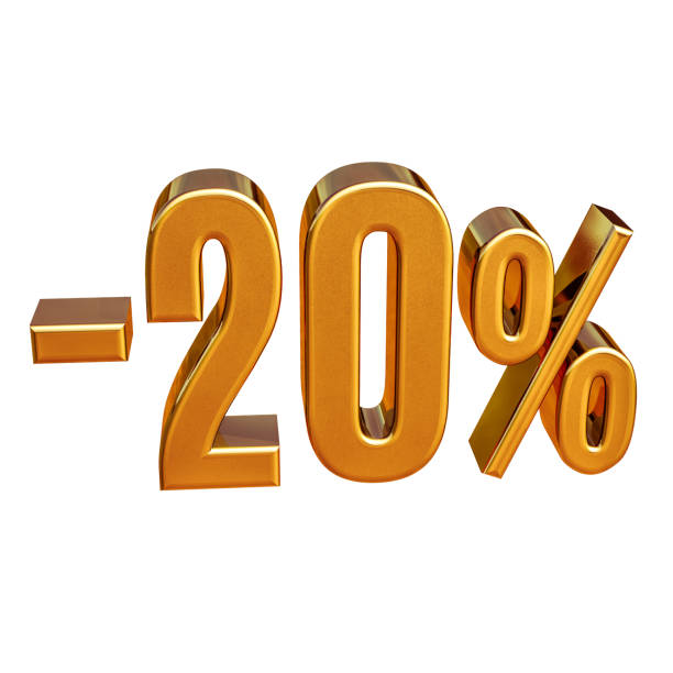 istock 3d Gold 20 Twenty Percent Discount Sign 654141794