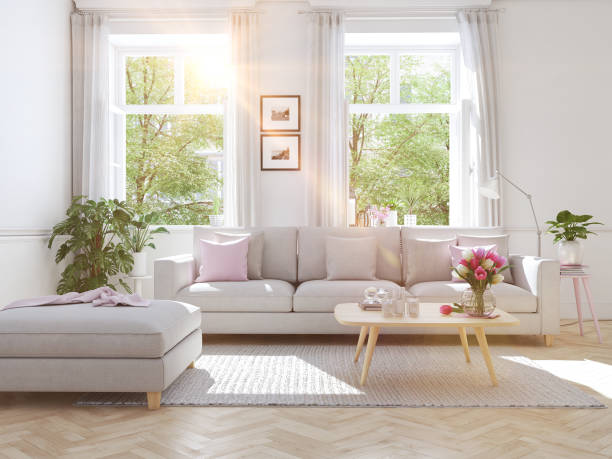 istock modern living room in townhouse. 3d rendering 654142054