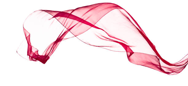 istock red scarf in the wind , isolated on white 654142272
