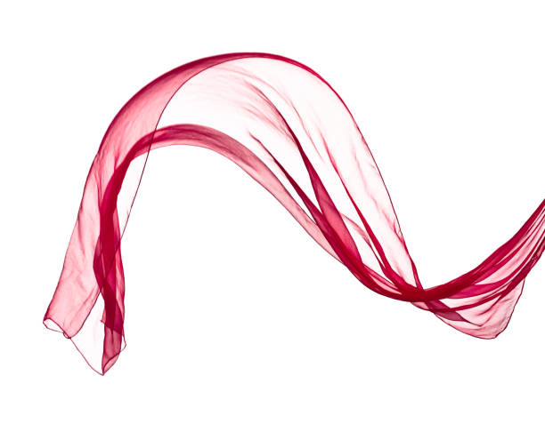 istock red scarf in the wind , isolated on white 654142388
