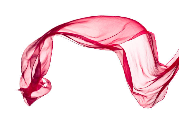 istock red scarf in the wind , isolated on white 654142446