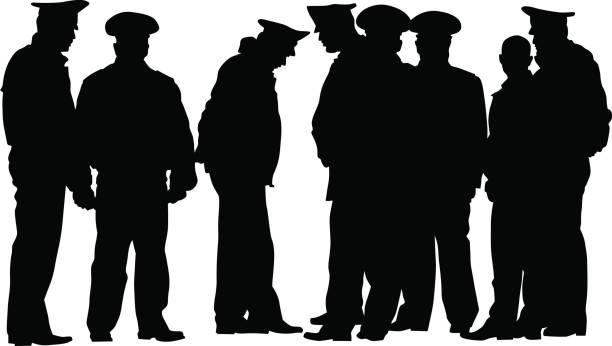 ilustrações de stock, clip art, desenhos animados e ícones de police men - police helmet