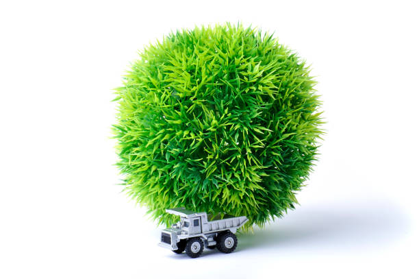 istock Miniature spheres made of artificial turf to carry trucks 654157112