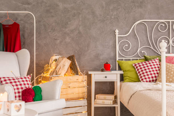 istock Bedroom with comfortable armchair 654161930