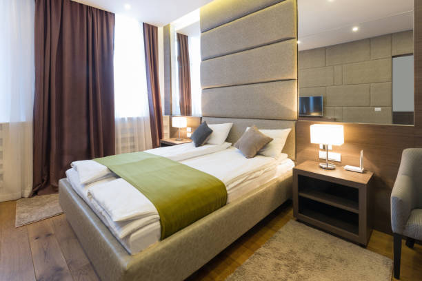 istock Interior of a modern hotel bedroom 654166892