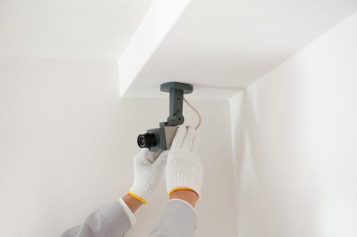 Camera Fitting Fitting A Cctv Camera Stock Photo - Download Image Now - Security ...